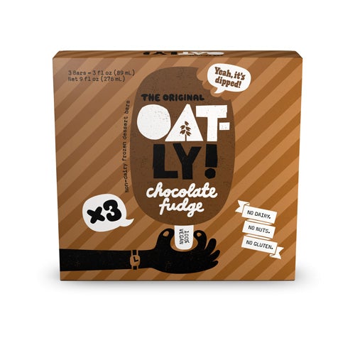 3 Pack of Oatly Frozen Dessert Novelty Bar, Chocolate Fudge flavored. Non-dairy and Vegan. No gluten or nuts. - 6679871783002