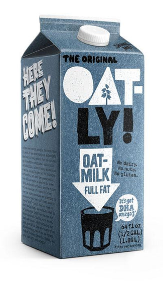 32oz Oatly Full-Fat Chilled Oatmilk. No dairy. No nuts. No gluten.