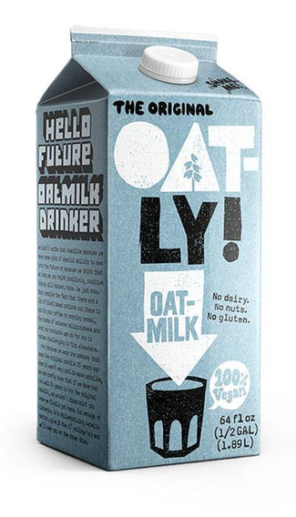 32oz Oatly Original Chilled Oatmilk. No dairy. No nuts. No gluten.